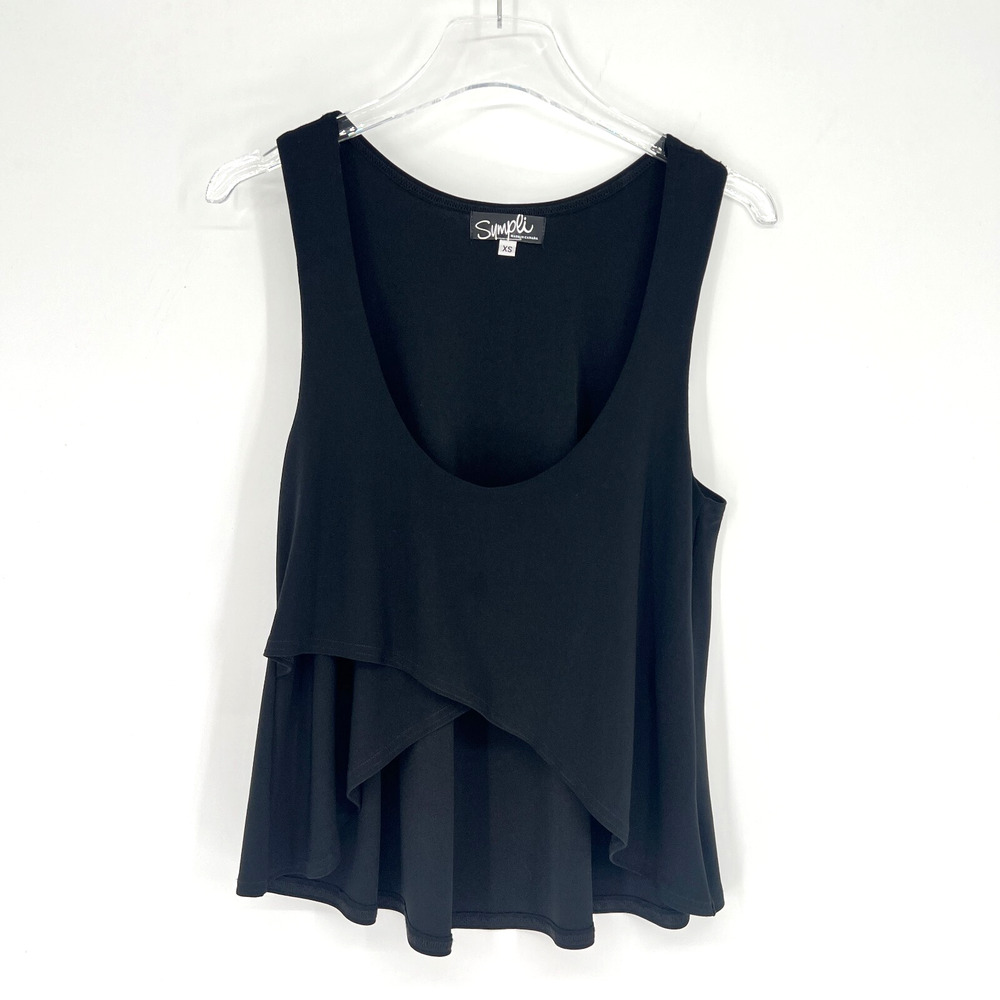 Sympli Top Womens XS Black Crop‎ Tank Top Basic Capsule Lightweight Lounge